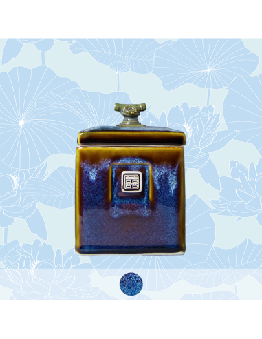 Boite à thé carrée bleu océan