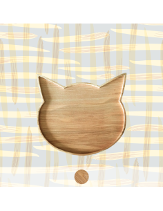 Tray "Meow" Ash wood