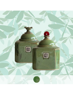 Boite à thé Hexagonale vert jade