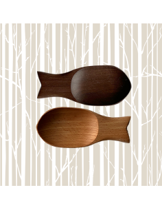 Set of 2 Tea Scoops "VAEDA", Walnut & Beechwood